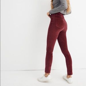 10” Madewell High-Rise velvet Skinny Jeans